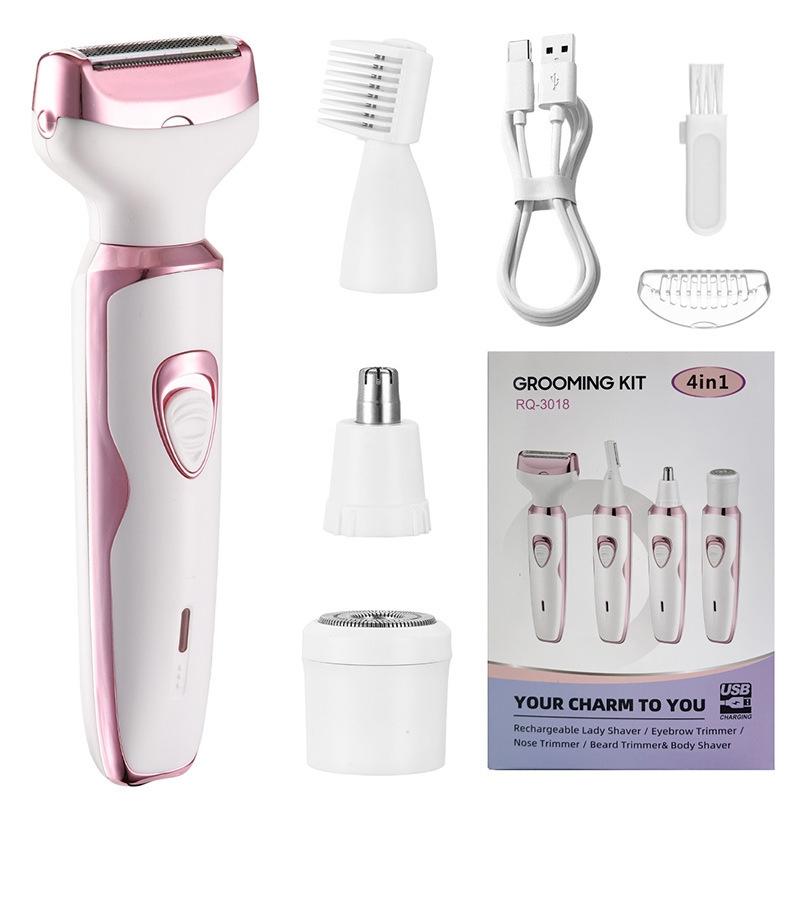 

Электробритва 4 в 1 Портативный триммер для лица, носа, ног и подмышек Набор для удаления волос для безболезненного бритья