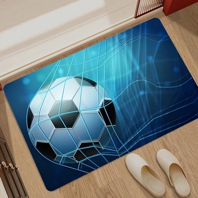 Soccer Theme Sport Series Non-Slip Floor Mat, Comfortable Decorative Rug for Living Room, Bedroom, and Bathroom