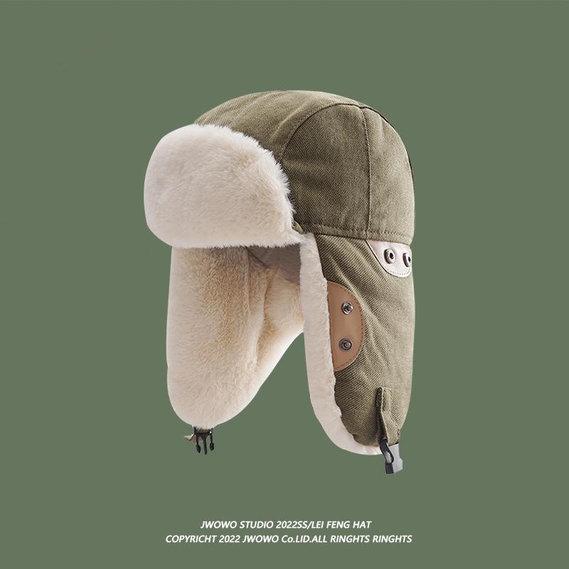 Lei Feng Winter Hat: Men & Women's Thick, Warm, Velvet-Lined Ski Beanie with Ear Protection for Cold-Weather Riding.