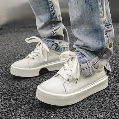 Mode Haute Qualité Semelle Épaisse Augmentant la Hauteur Chaussures de Planche Mode Pour Hommes Décontracté Cuir Extérieur Antidérapant Lacets Chaussures de Marche