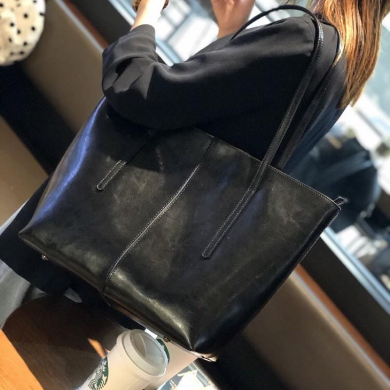 Factory Leather Large-capacity Commuting Fashionable Tote Bag Women's Cowhide Portable One-shoulder Cross-body Underarm