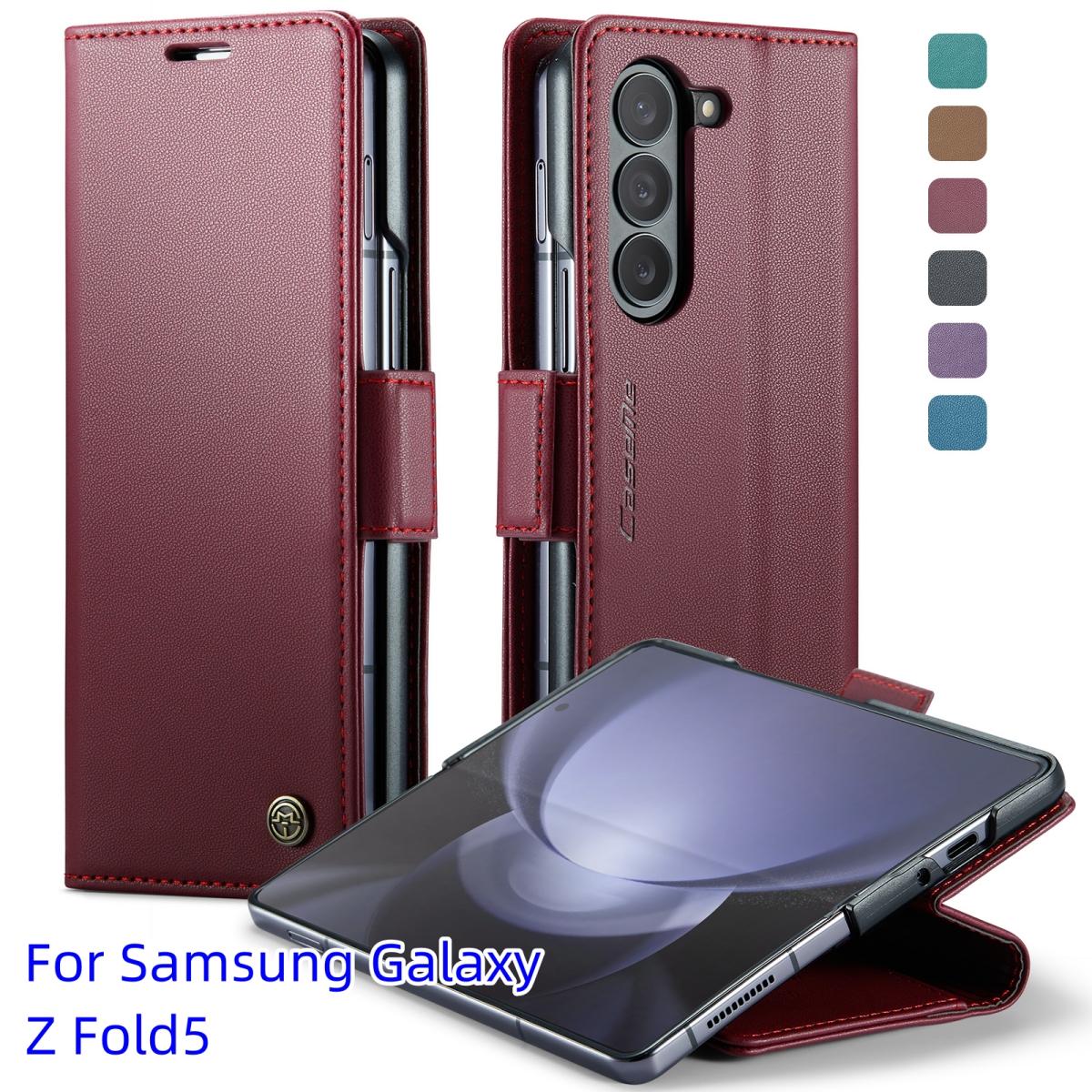 

Для Samsung Galaxy Z Fold5 Премиум Искусственная кожа Деловая боковая пряжка Кожаный чехол Слот для карт Дизайн Функция блокировки RFID