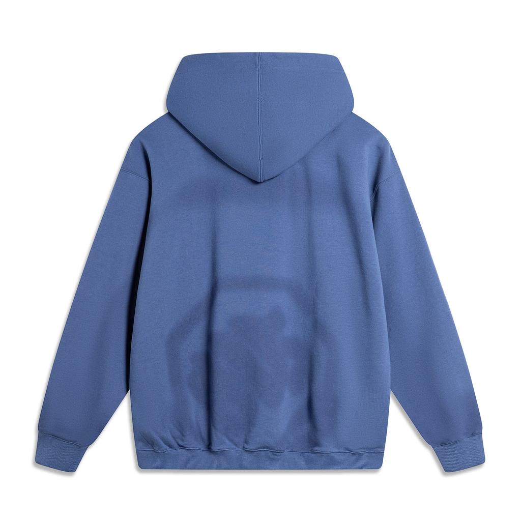 Li Ning Basketball Series Anti-Five Series Letter Print Hooded Breathable Versatile Loose Sweatshirt Men Sweatshirt Sea-Salt-Blue AWDU719-1