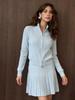 2026 New Women's Knit Two-Piece Set Zip-Up Cardigan Sweater & Pleated Skirt Casual chic Outfit