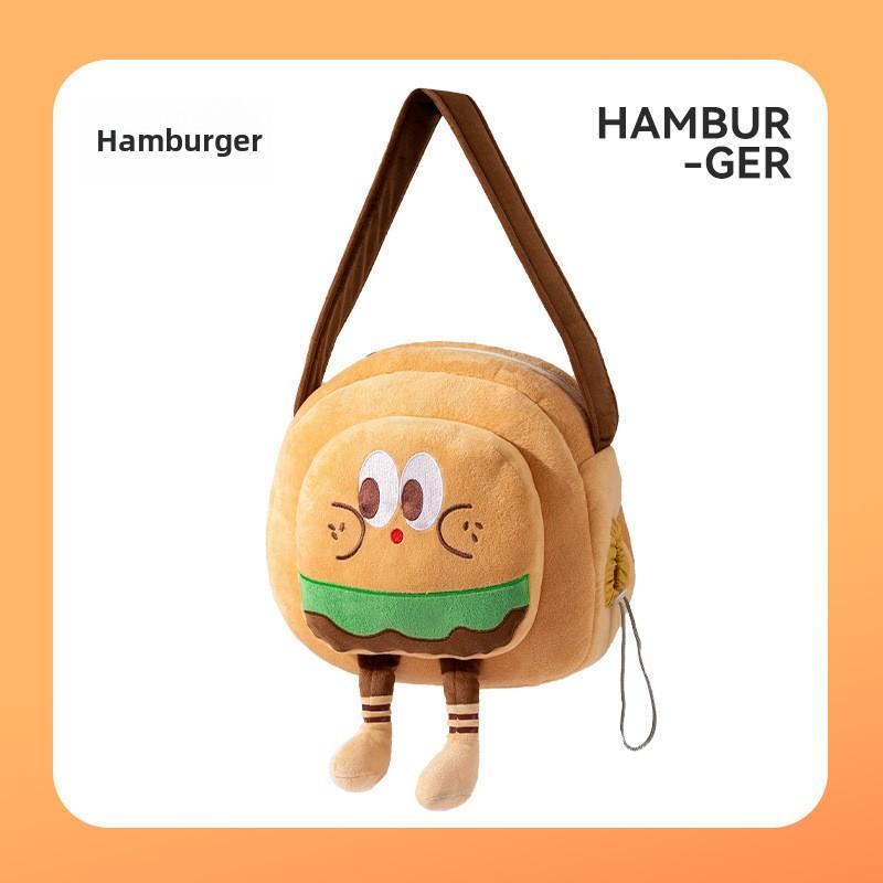 Autumn and Winter Cat Funny Burger Fries Out Bag Warm Cat Bag Dog Pet Backpack Messenger Bag Shoulder Bag