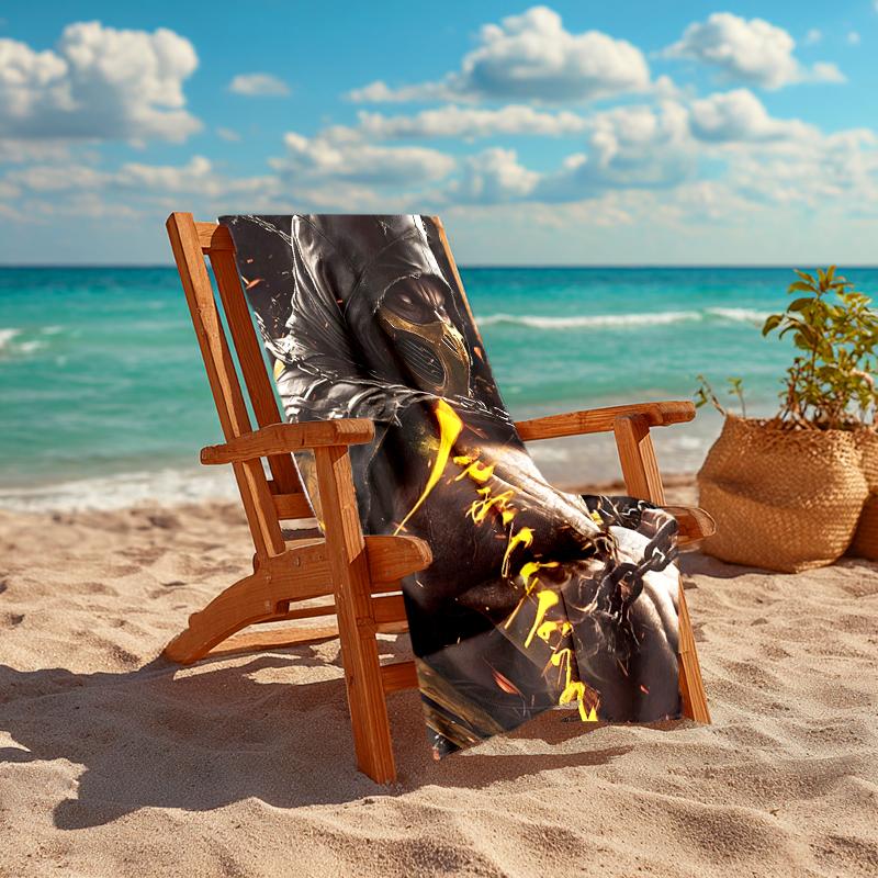 1pc Mortal Kombat4 Beach Towel, Comfortable and Thick, and Swimming/Bath/Picnic/Camping Towel, Suitable for Seaside Beaches