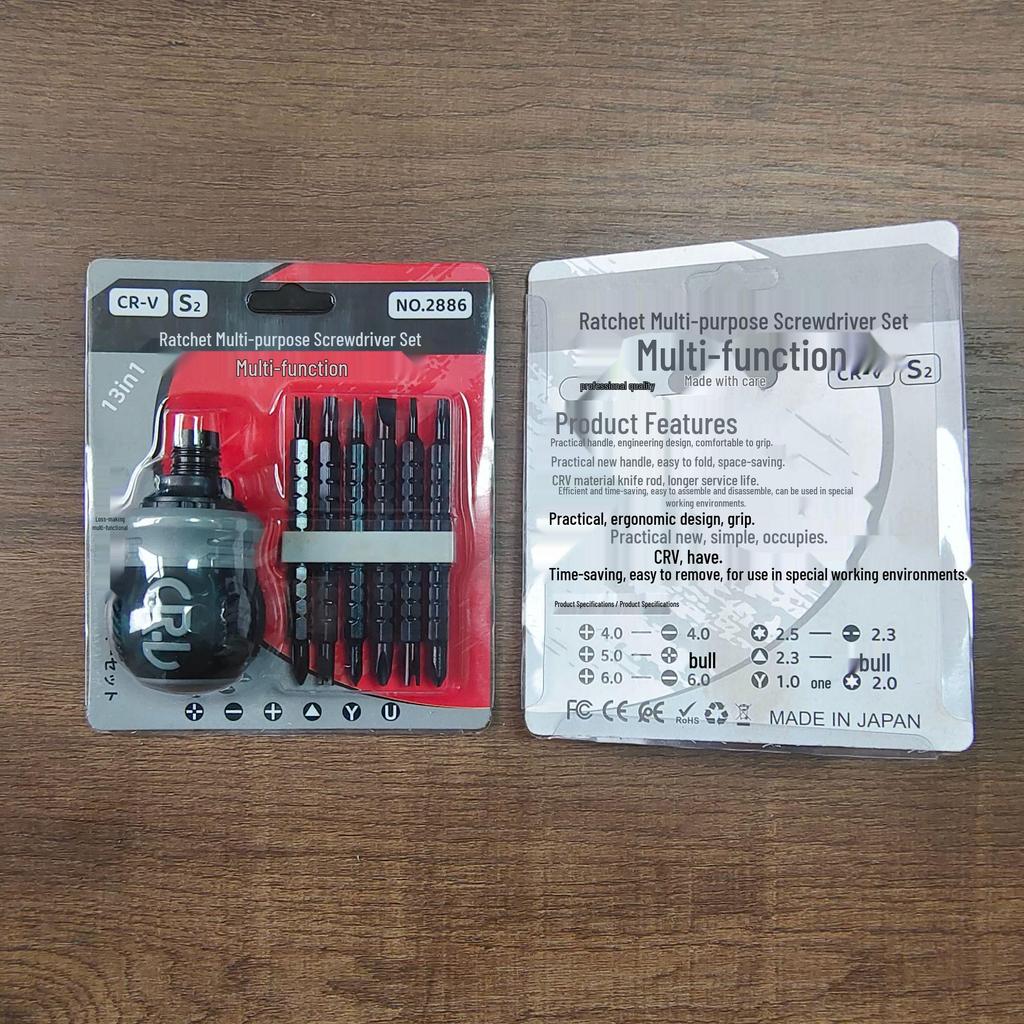 13-in-1 Magnetic Ratchet Screwdriver with Telescopic Phillips/Slotted Bits and Labor-Saving Design