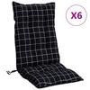 High Back Seat Cushions 6 Pcs Black Checkered Fabric