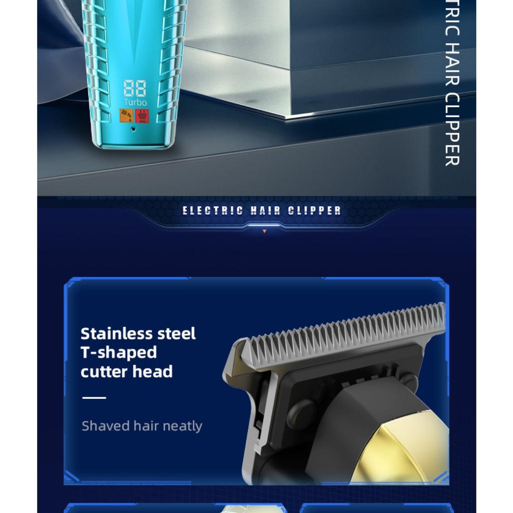 Electric Clipper, Men's, Carving Specific, Electric Pusher, Charging Model, Digital Display, Hair Salon, Professional, Electric, Hair Clipper