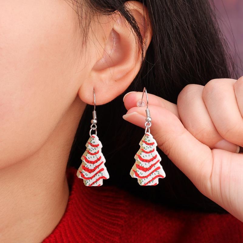 Christmas Tree Diamond Earring Women Sparkling Zircon Alloy Eardrop Girls Festival Party Lightweight Flash Sweet Dangle Earrings