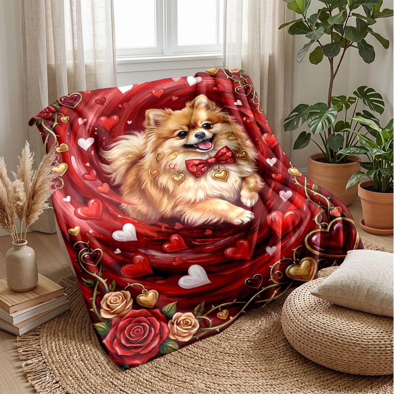 Heartfelt Canine Journey Theme Blanket Lightweight Warm Flannel Blanket Decorative Throw Blanket for Home Decoration