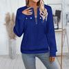 Women's Fashion Long Sleeve Solid Color Casual Collar Zipper Long Sleeve Sweatshirt