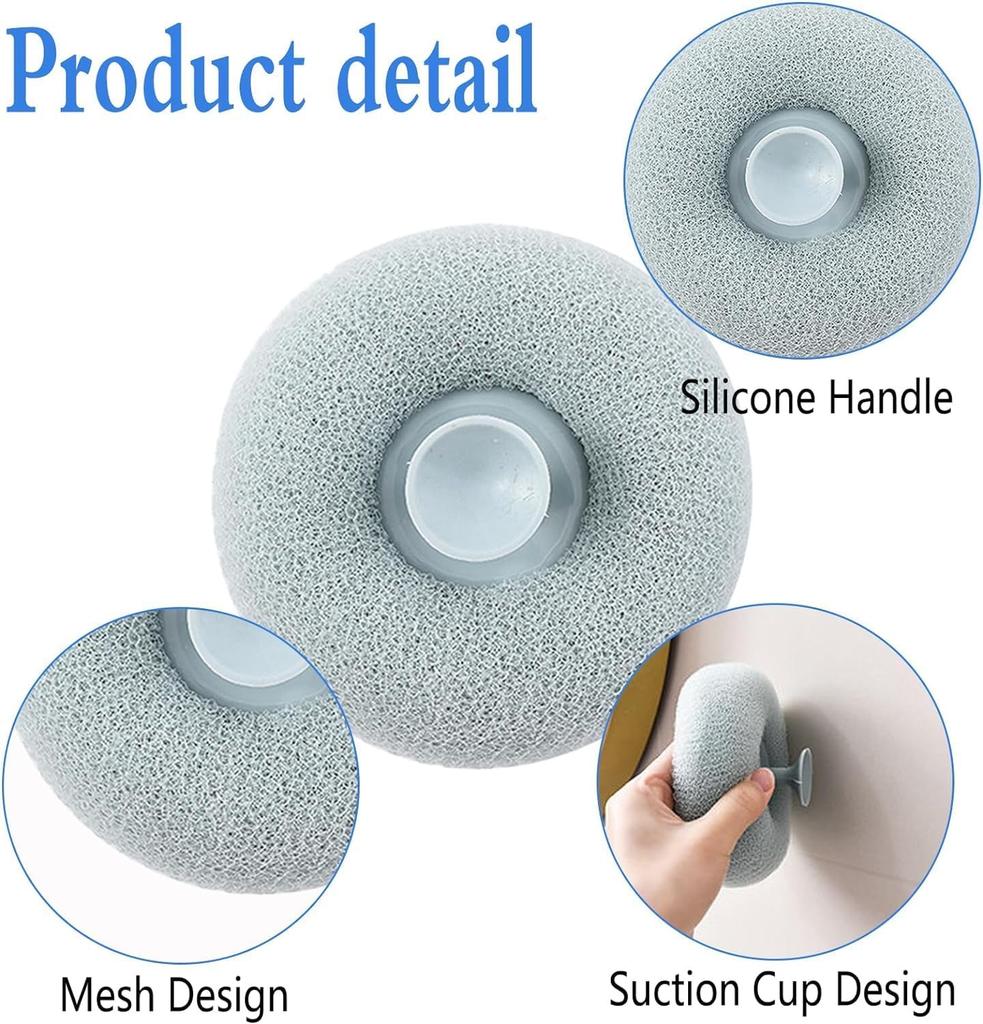 GLITZEN Bath Sponge Cleaning Brush Super Soft Exfoliating Bath Sponge Cleaning Brush, Massage Bath Sponge Ball with Suction Cup for Women Men (Mul