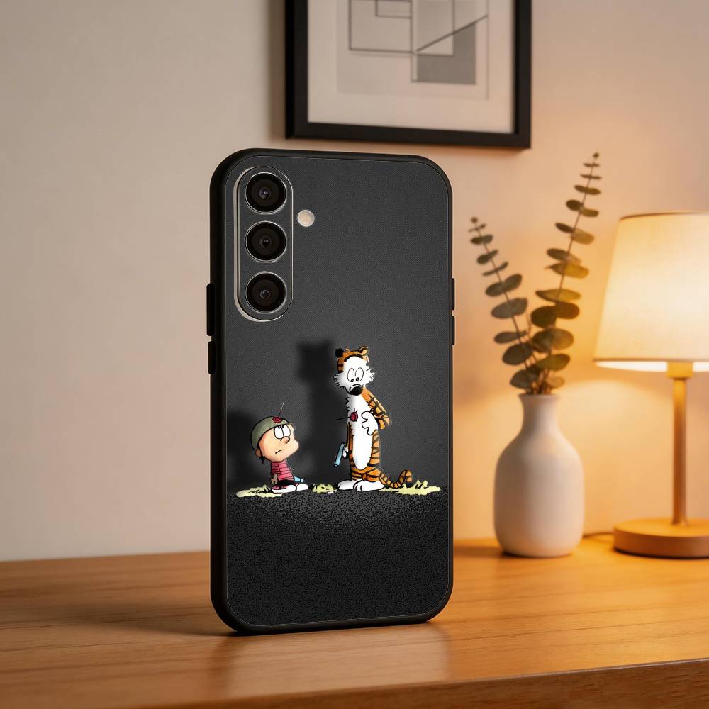 C-CalvinS And H-Hobbes Retro Phone Case For Samsung A73,72,71,53,52,51,22,91,80, Soft Black Cover Samsung a42 5g