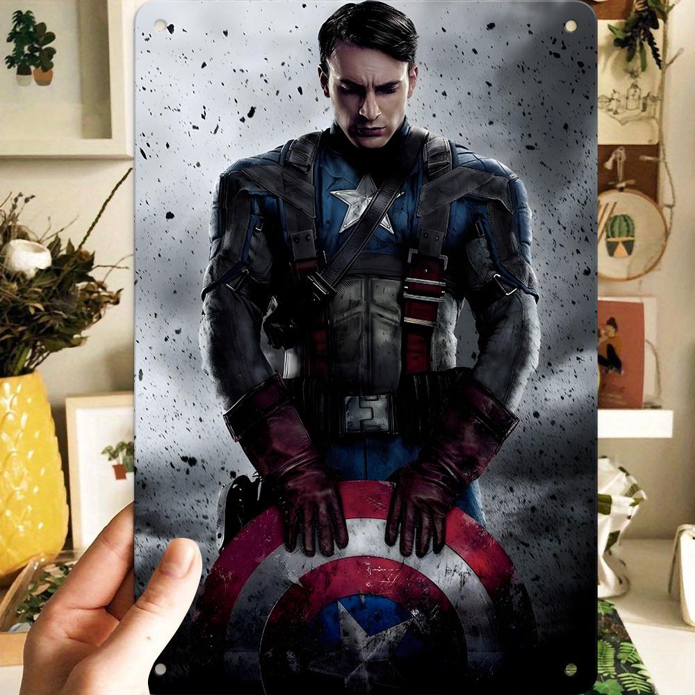 

1pc Marvel Captain America Shield Metal Wall Decor - Official Marvel Merchandise with Red, White & Blue Superhero Poster Frame - 20x30cm（7.8x11.8inch）