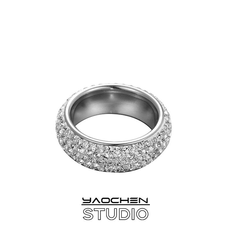 European and American Street Style Full Diamond Ring, Niche Design, Hip-Hop Fashion, Unique Single Finger Ring, Hand Jewelry