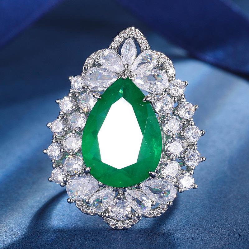 

Jewelry Copper Bottom Gold-Plated Set Simulation Color Treasure Water Drop Light Luxury Temperament Set Female 13 * 18