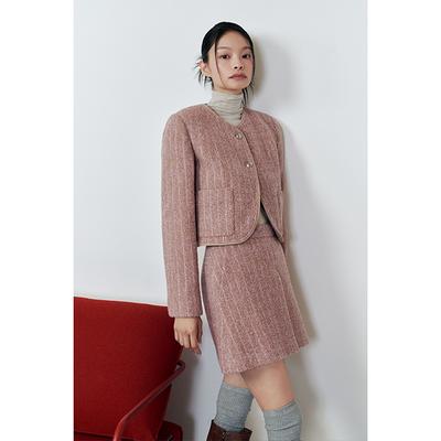 Lap Round Neck Boucle Tweed Jacket Aq4Wja60