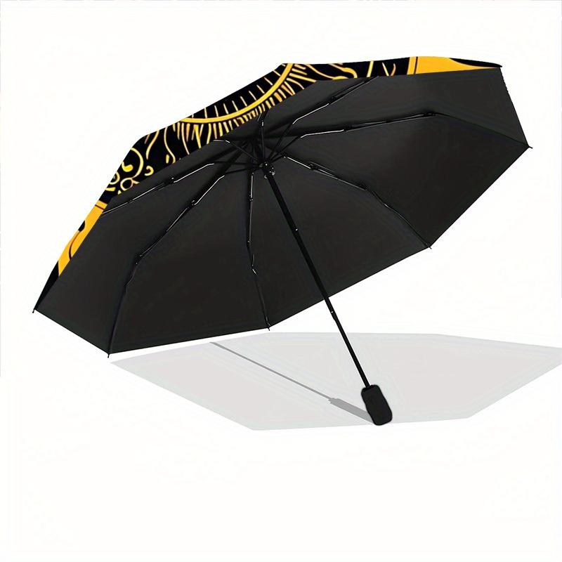 1pc Sun Mandala Automatic Umbrella - 8-Rib Foldable Design, Outdoor Adventures, and Family Celebrations Yy250829077