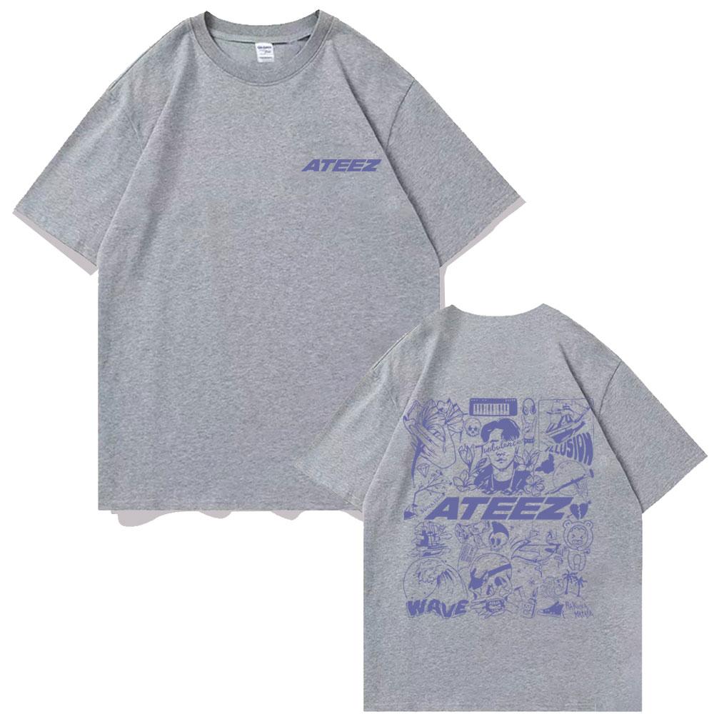 Korean Fashion Trend Ateez Kpop Graphic Print Tshirt Male Y2k T-shirts Concert Fans Gift Unisex Women's Casual Oversized Tee Shirt