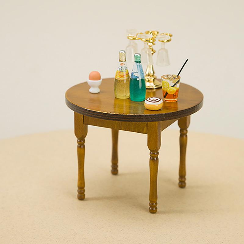 Décoration de maison de poupée mini table ronde et ensemble de chaises meubles scène modèle accessoires photo