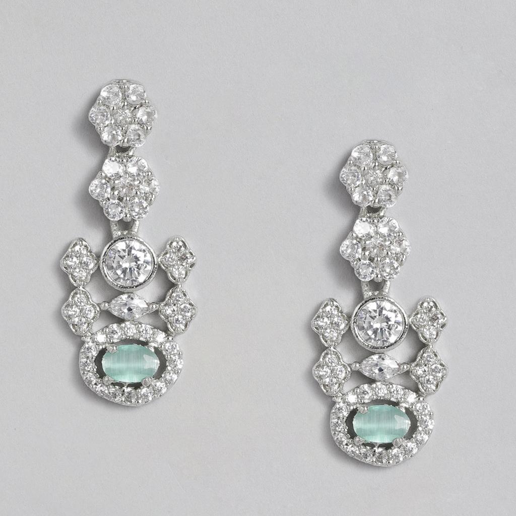 Colier fascinant cu zircon placat cu rodiu Estele verde mentă pentru femei