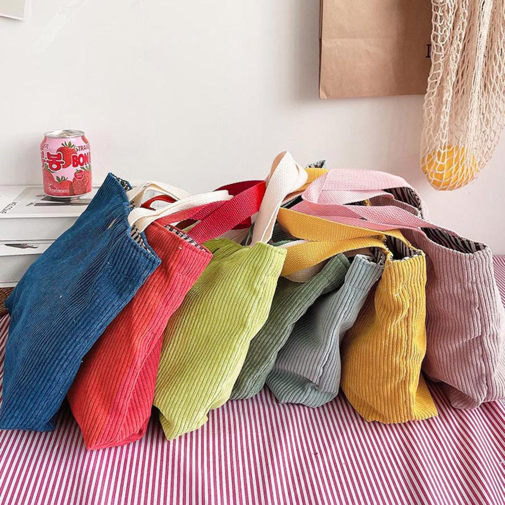 Women's Shoulder Shopper Bag Solid Color Daily Commuter Food Container Storage Bags Stripe Tote Handbags Simple Lunch Bag