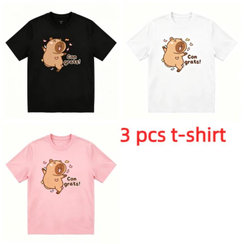 Funny Cute Cartoon Print Men's T-Shirts Summer Fashion Street Outdoor Casual T-shirt Tops for Men's and Women's Tees Top