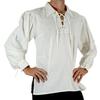 Adult Men Medieval Renaissance Cosplay Shirt Lapel Long Sleeve Lace-up Solid Color Loose Fit Pullover Shirt