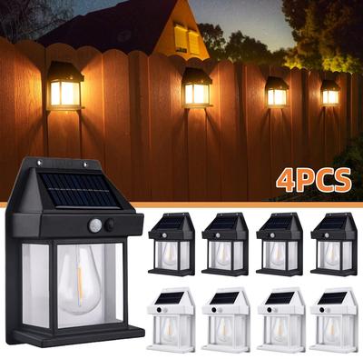 4 BUC Lampă Solară de Perete Tungsten Impermeabilă Fără Fir Senzor de Mișcare Lămpi de Securitate De la Amurg la Zori Iluminat Exterior pentru Terasă Pridvor Garaj
