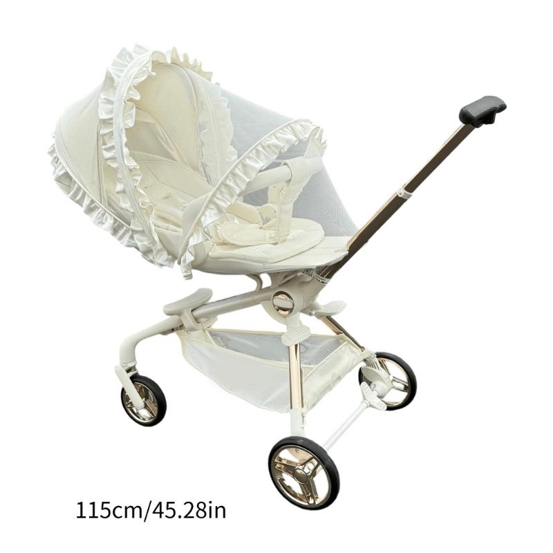 Full Coverage Fly Net for Strollers Lace Trim Design Easy Installation Polyester Fabric Baby Pram Cart Sleeve