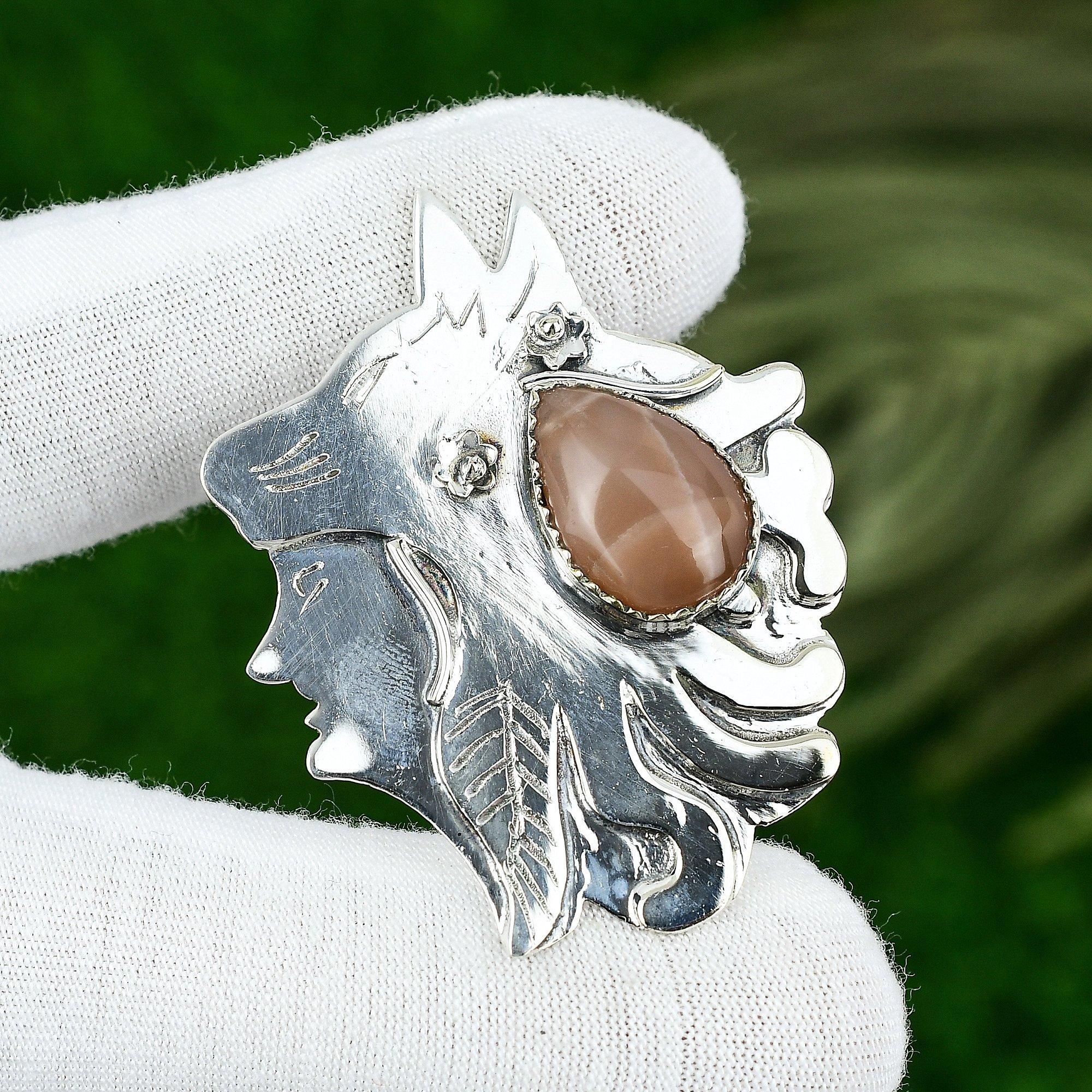 Грушевый Кремень Камень Драгоценный Камень 925 Серебро Оправа Ремесленник День Рождения Уникальный Новый Кулон