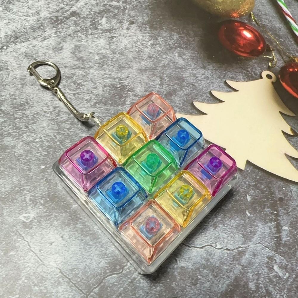 9 Tasten Knopf Tastenkappe Fidget Schlüsselanhänger Finger Tastatur Kappen Spielzeug DIY Dekompressionsspielzeug Clicker Spielzeug Zum Stressabbau Zeitvertreib