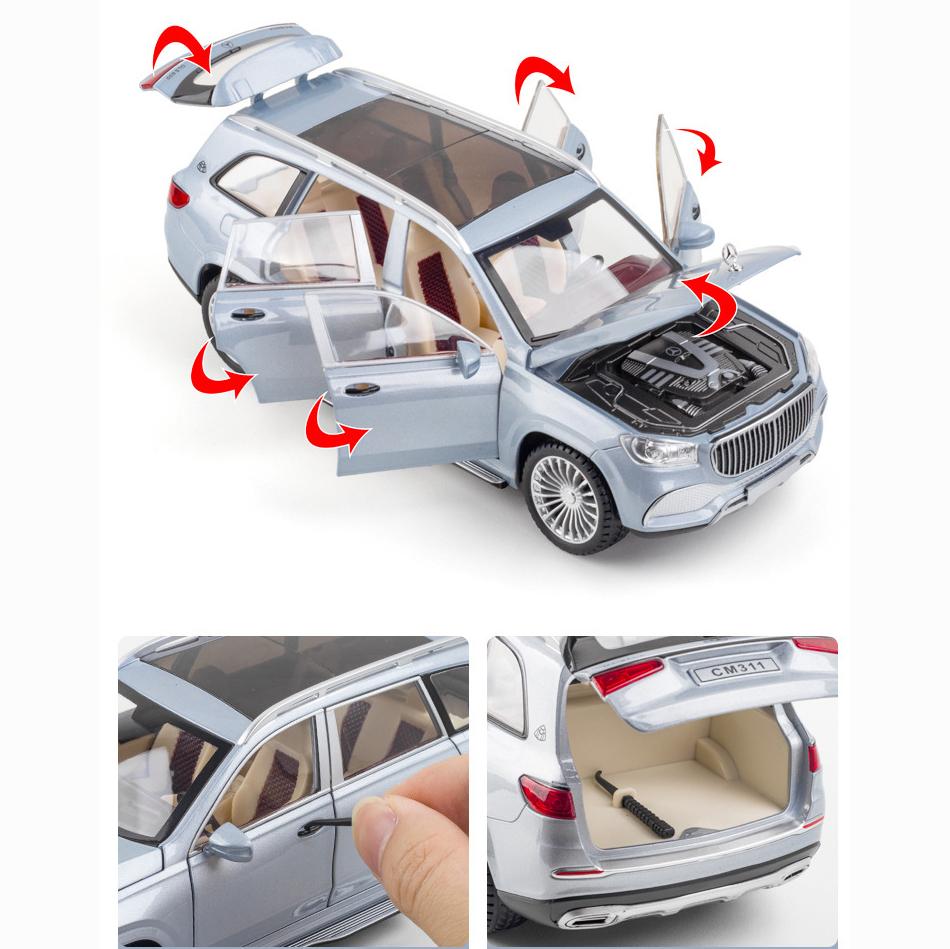 1:GLS600-Metallautomodell im Maßstab 24, Simulationsautomodelle aus Druckgusslegierung, 6 Türen können mit Ton und Licht geöffnet werden, Spielzeug für Kinder, Ornament