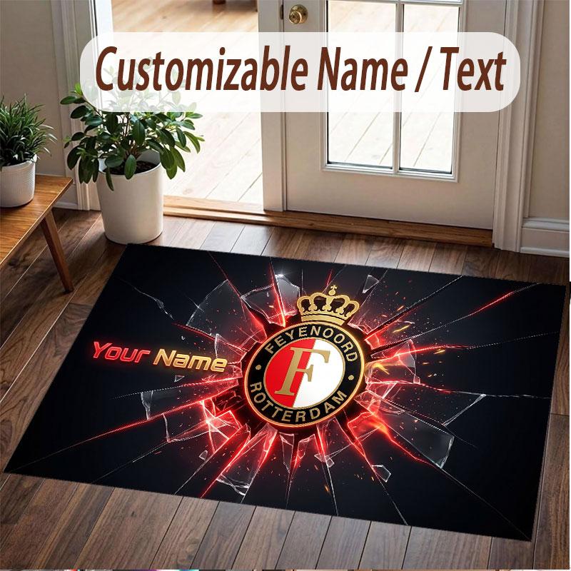 Tappeto Personalizzato Modello Feyenoord Stampa Nome Testo Morbido Antiscivolo Tappeto per Pavimento per Casa Decorazione Interna