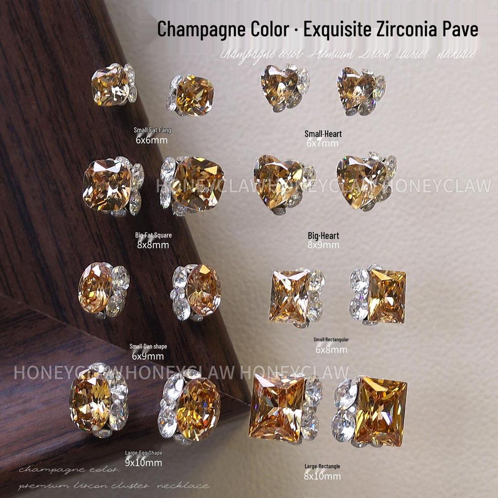 Champagne Zirconia Rhinestone Nail Art Balls - Handmade, Super Sparkle Decoration