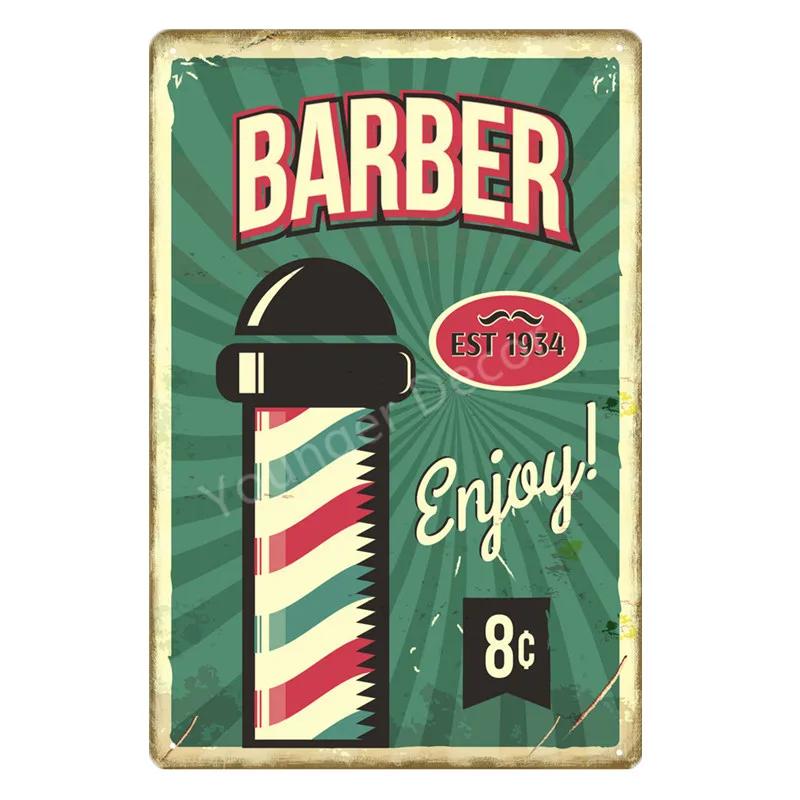 Vintage Barber Shop Metal Signs Shaving Hair Cut Poster Cafe Bar Pub Retro Plaque Haircut and Shave Beard Iron Plates YL002