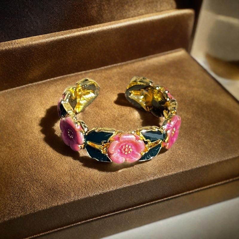 Medieval Enamel Dripping Oil Imitation Amber Eye Stone Open Ring Light Luxury High-End French Retro Niche Ring Woman