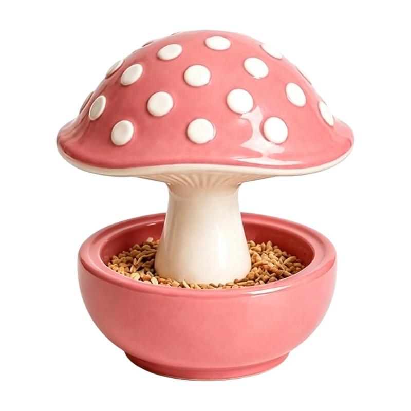 Garden Display Bird Bowl for Pet Birds, Molded Mushroom Dish with Open Bowl, Center Stem, Home Use, and Daily Use