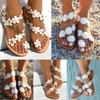 Elegant Women Summer Bohemia Flower Beach Sandals Flat Shoes Slippers Flip Flops