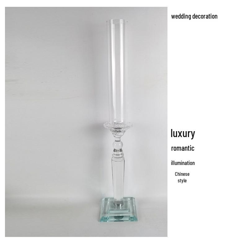 Crystal Single-Head Candlestick for Wedding and Event Decor - High Glass Tube Candle Holder