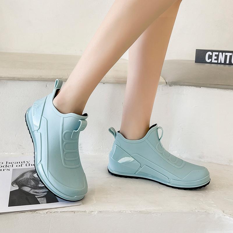 Short-tube Rain Boots for Women, Fashionable Outdoor Waterproof Rain Boots, Flat-soled Slimming Height-increasing Shoes, Rubber Shoes