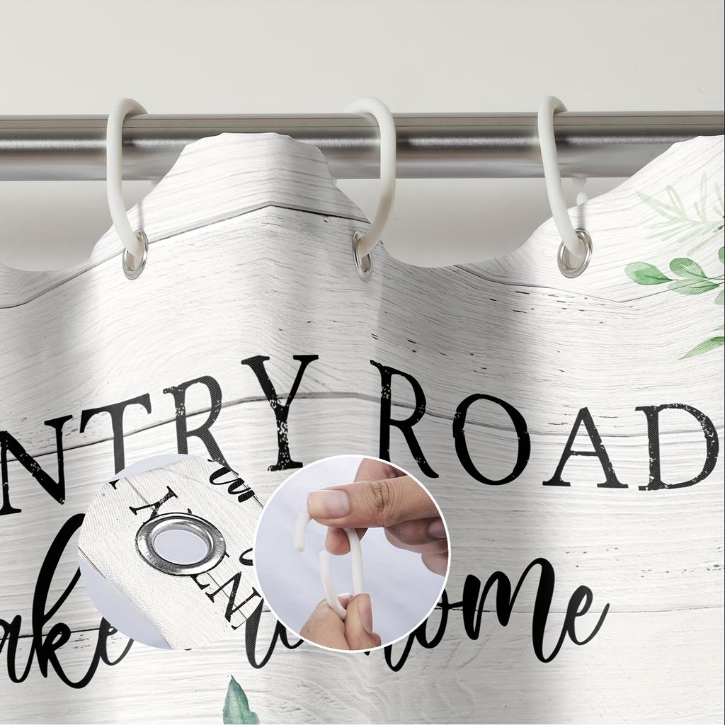 4pcs Flower Car Printed Bathroom Set Waterproof Curtain With 12 Hooks Non-Slip Bathroom Rug Toilet U-Shape Mat Toilet Lid Cover Pad Set