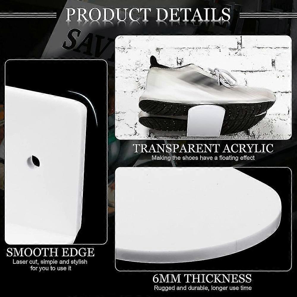 6 Pack Floating Shoe Shelves,white Acrylic Wall Mounted Shoe Display Shelves,for Display Collectibl