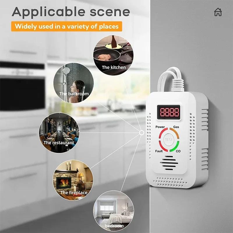 Smart Natural Gas CO Methane(CH4) Detector Combustible Gas Leak Monitor High-Sensitivity for Kitchen Safety Alarm Device