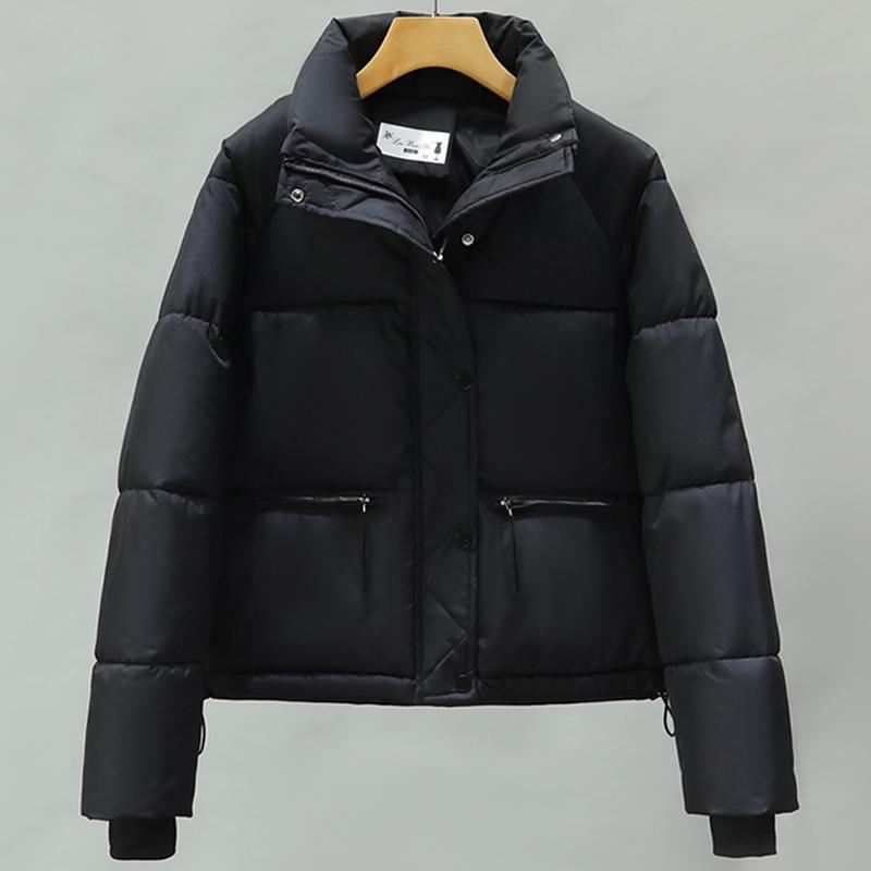 

Женские зимние парки короткие корейские стильные 2023 новые модные хлопковые стеганые пальто на молнии для женщин 2XL чёрный