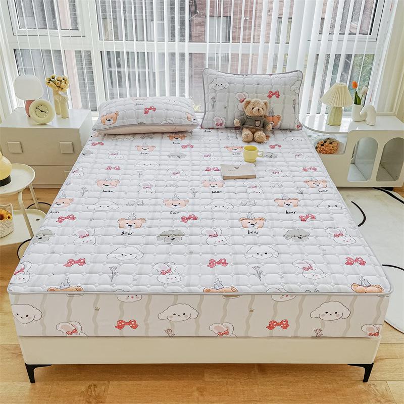 Einfarbiger, gesteppter, rutschfester Matratzenbezug – verdicktes, gebürstetes All-Inclusive-Laken für Simmons-Betten