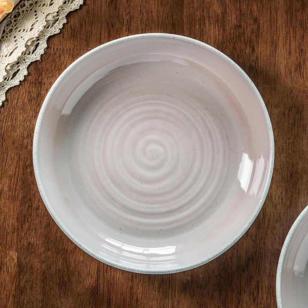 High Value Pink Bowl Plate Ceramic Plate Household Deep Plate Vegetable Plate Salad Plate Tableware Ins Wind Plate Large Vegetable Bowl