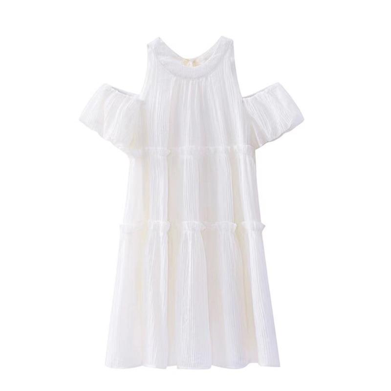 Maternity Clothing Summer New Light and Thin Off-the-shoulder Dress New Super Fairy Style Loose Meat Over the Knee, Do Not Show Off the Skirt
