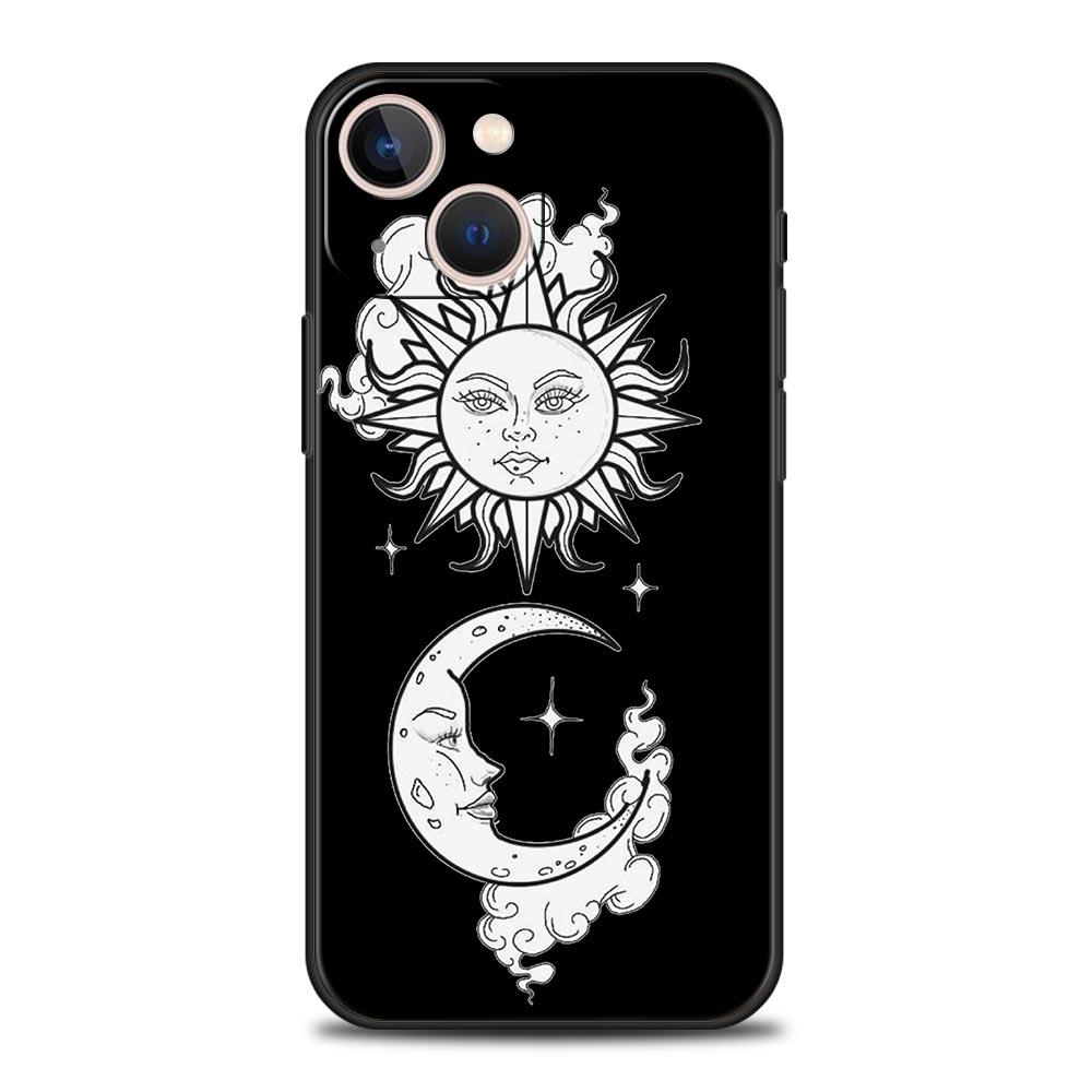 Funny Sun Moon Angel Eyes Luxury Phone Case For iPhone 11 14 15 Pro MAX 12 13 Mini 7 8 Plus X XR XS SE Shockproof Cover Funda